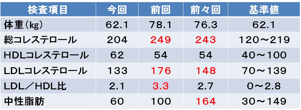 脂質の実績値